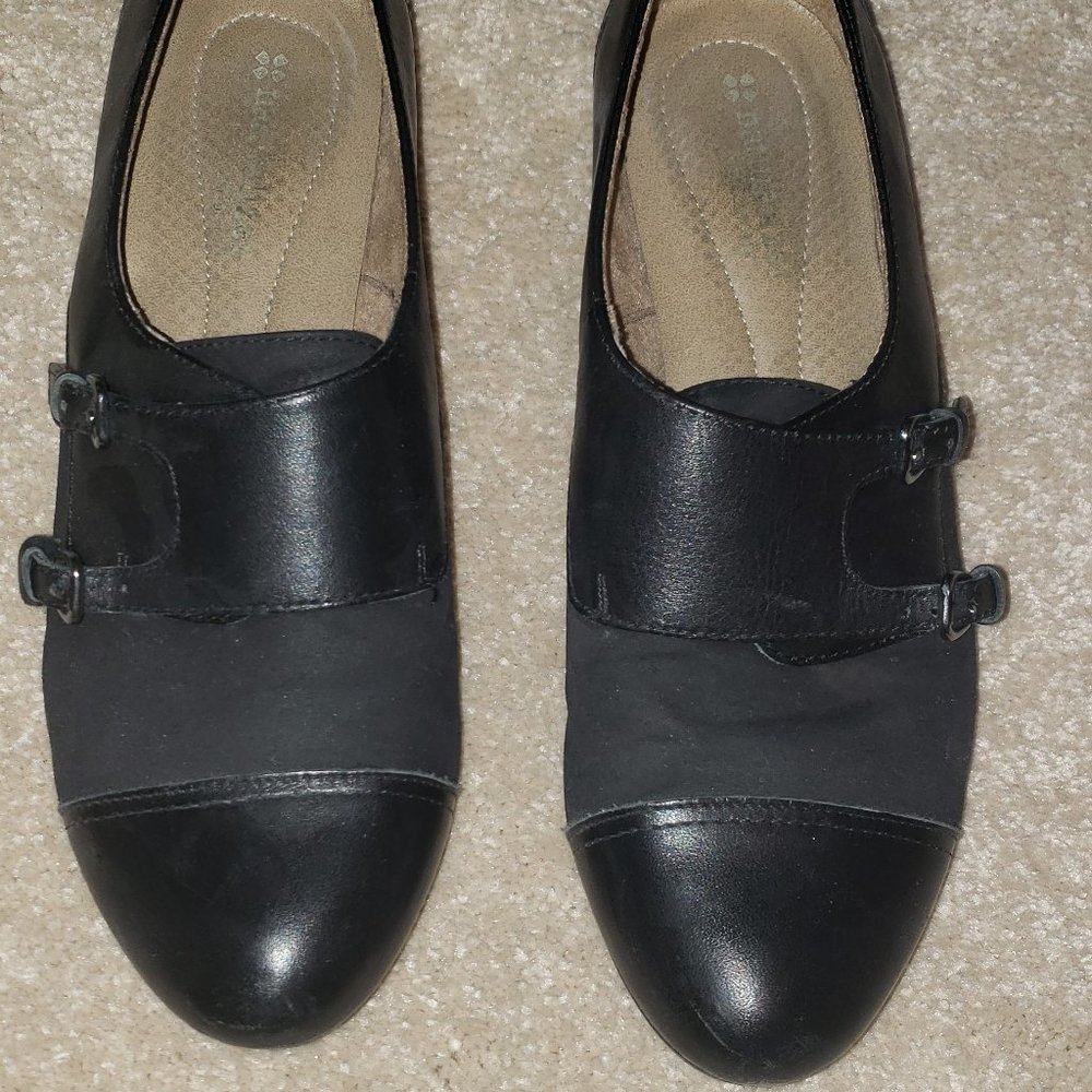 Naturalizer Womens LEARNER Shoes Size 8M Black Leather Double Monk Strap